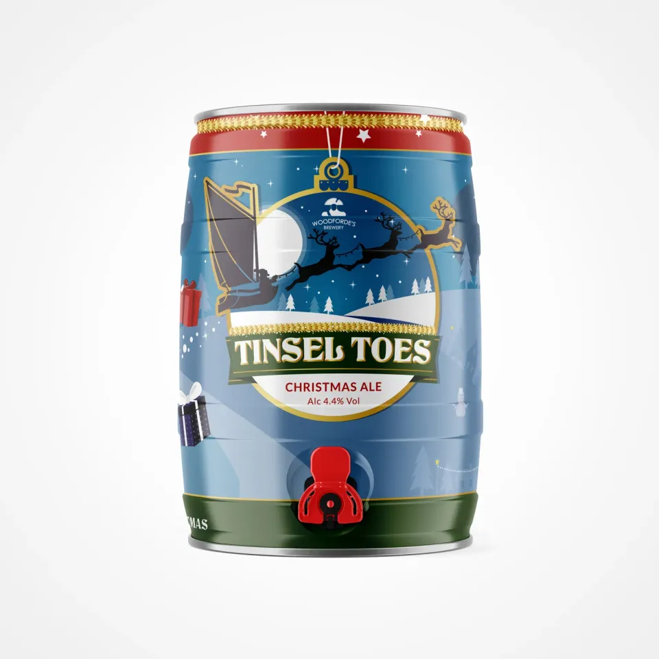 Woodforde's Tinsel Toes fustino ruby ale Natale 5L