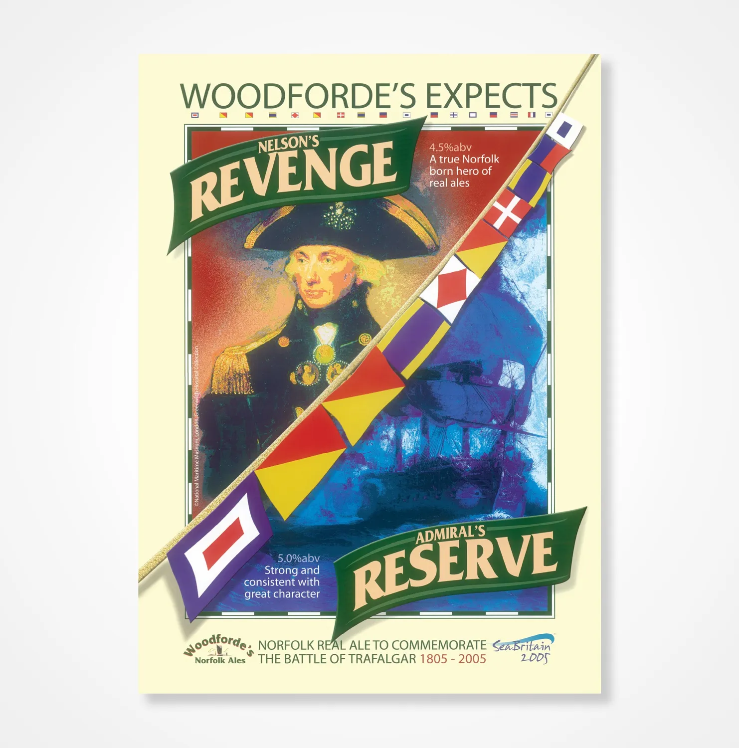 Woodforde's Admiral's Nelson's poster birra A3 storico