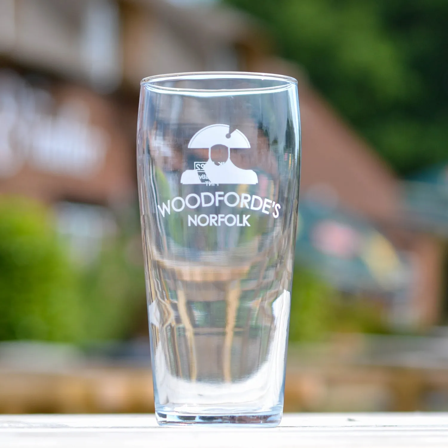 Woodforde's Ale bicchiere pinta vetro con logo