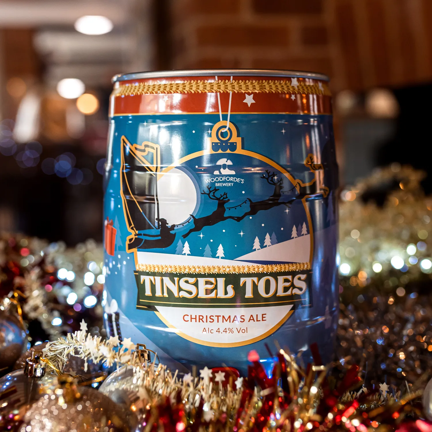 Woodforde's Tinsel Toes fustino ruby ale Natale 5L