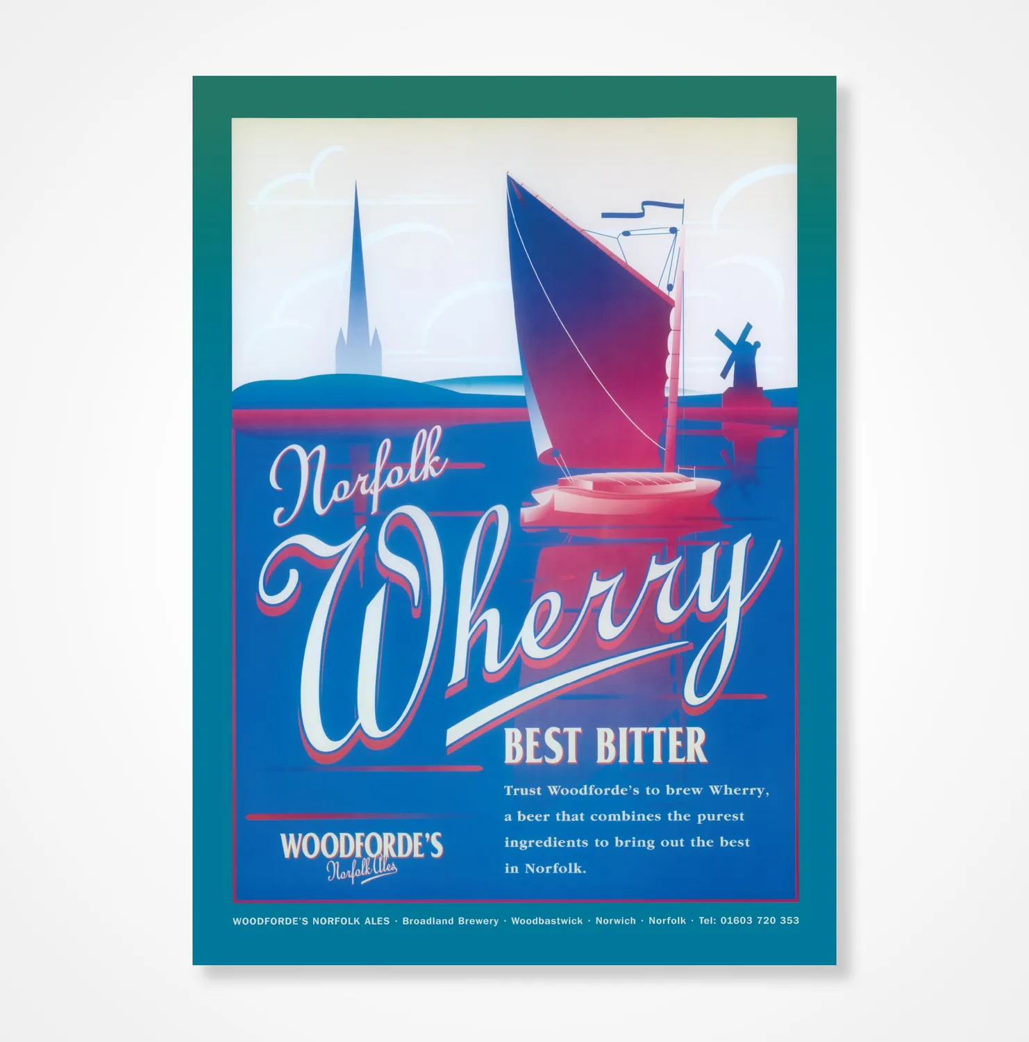 Woodforde's Wherry poster A3 carta storica Norfolk