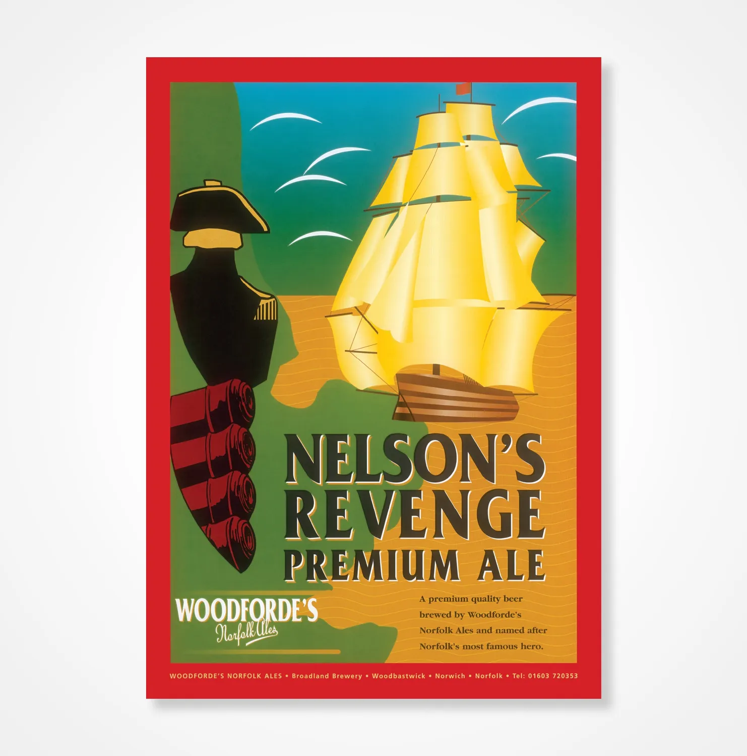 Woodforde's Nelson's Revenge poster vintage A3 A2